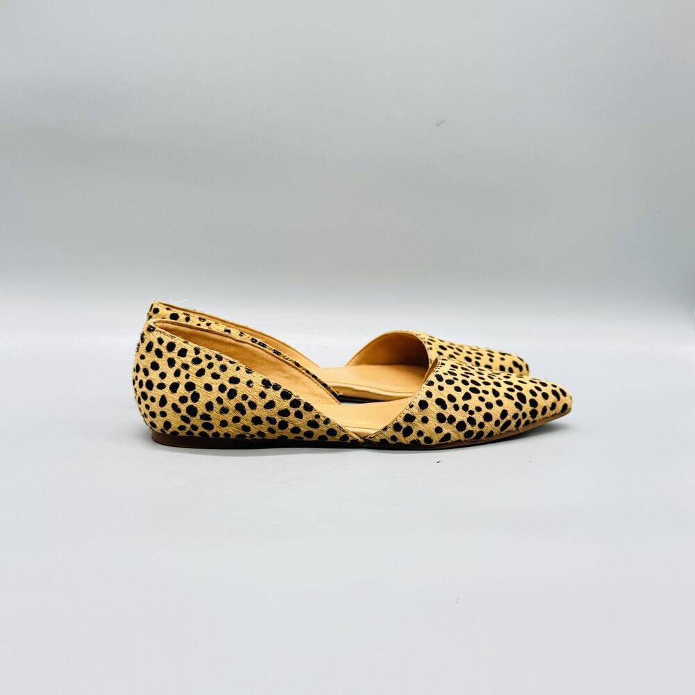 J Crew Shoes Womens 6.5 Beige Leather Leopard Calf Hair D'Orsay Flats Slip On